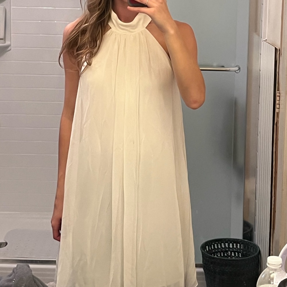 Simply Halterneck White Grad Dress